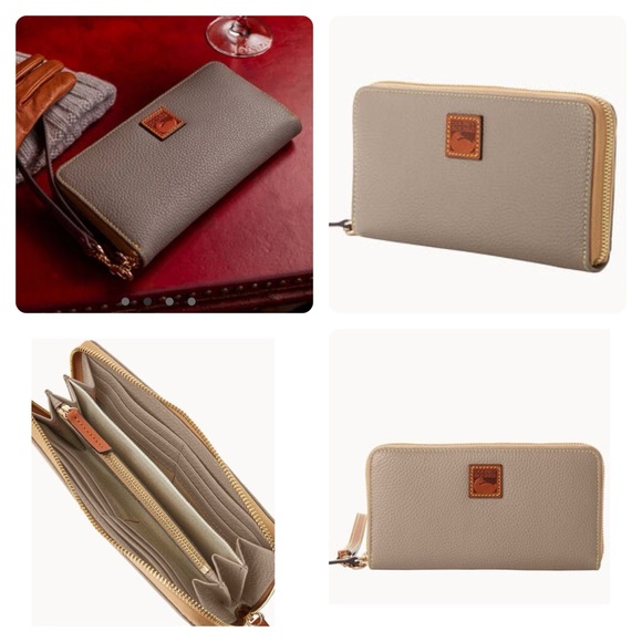 Dooney & Bourke 3 pcs bundle, small and large wristlets and wallet in Taupe - Picture 4 of 11